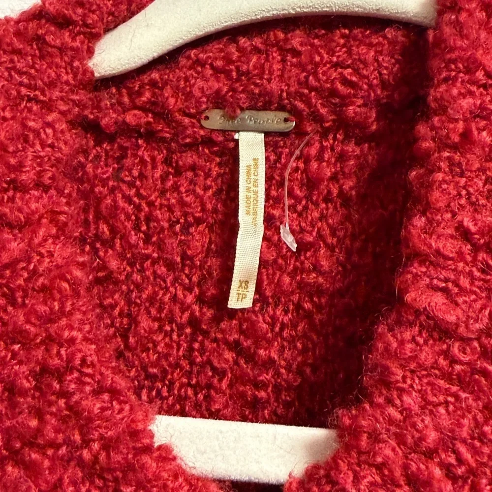 Free People  Dress or Sweater XS Red Boucle Lambswool Mohair $168